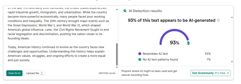 grammarly AI detector