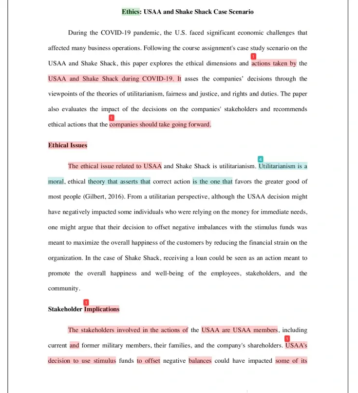 highlighted text match