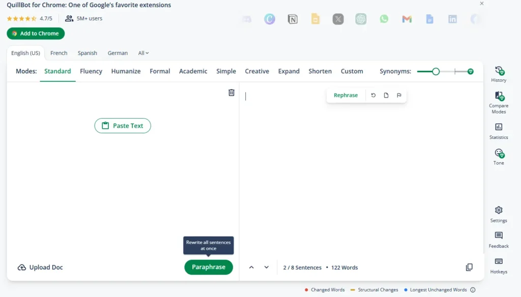 QuillBot paraphrasing