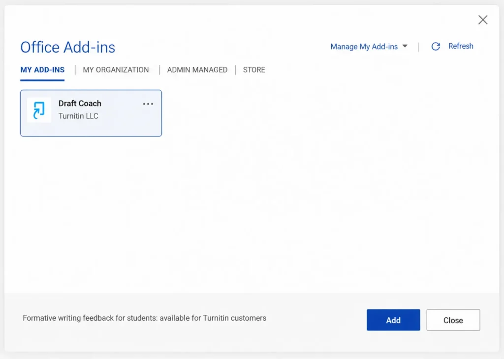 MS word Turnitin Draft Coach